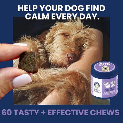 Under the Weather Calming Chews for Dogs | Vet Formulated Dog Calming Chew Treats | Natural Stress Support | Helps with Anxiety, Stress & Thunderstorms | Chicken Flavor Dog Calming Aid | 60 Count