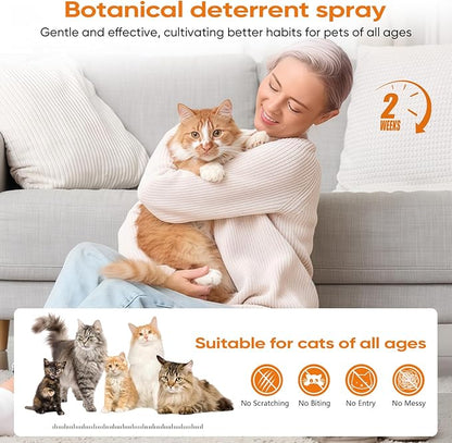 TPBEHMZ Cat Deterrent Spray – Natural, Non-Toxic Anti-Scratch Spray for Cats & Kittens – Indoor & Outdoor Pet Training Aid – Furniture & Carpet Protector 7.0 OZ Orange