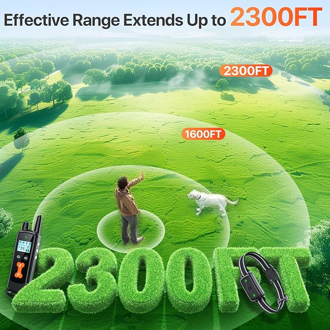 Dog Training Collar, Dog Shock Collar with Remote Control, Electric Shock Collar with 4 Training Modes, IP68 Waterproof Rechargeable e Collar for Large Medium Dogs with Beep Shock and Security Lock