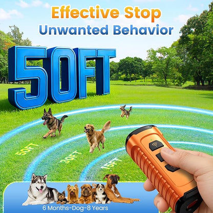 Cbersmg Dog Bark Deterrent Device 3X Anti Barking Device for Dogs, 5 Modes Stop Neighbors Dog Barks No More Safe for All Dogs 50FT Bark Control Indoor Outdoor with Flashlight,Dog Training Device