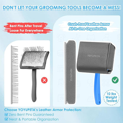 Large Slicker Brush for Dogs,Doodle Brush for Poodles, Goldendoodles, Labradoodle, Extra Long Pins for Detangling Matted Fur & Reducing Shedding, Dog Grooming Kit with Wooden Handle. Blue