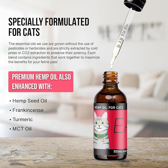 Hemp Dog Health Ease for Cats - Natural Cat Hemp Oil for Mobility & Joint Support - Senior Cat Wellness Drops for Hip & Joint Comfort