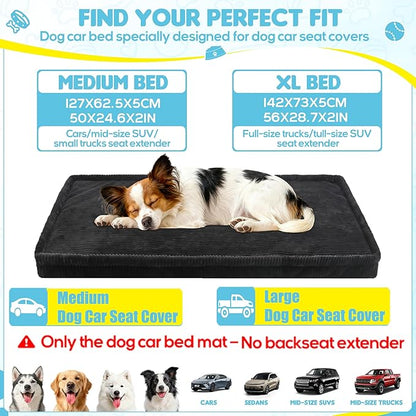 Dog Car Bed, Non-Slip Backseat Extender Pet Mat, Removable Washable Dog Bed for SUVs, Sedans & Trucks, Anti-Slip Travel Bed for Dogs, Easy Clean & Scratch-Proof & Comfort (56"x28.7")