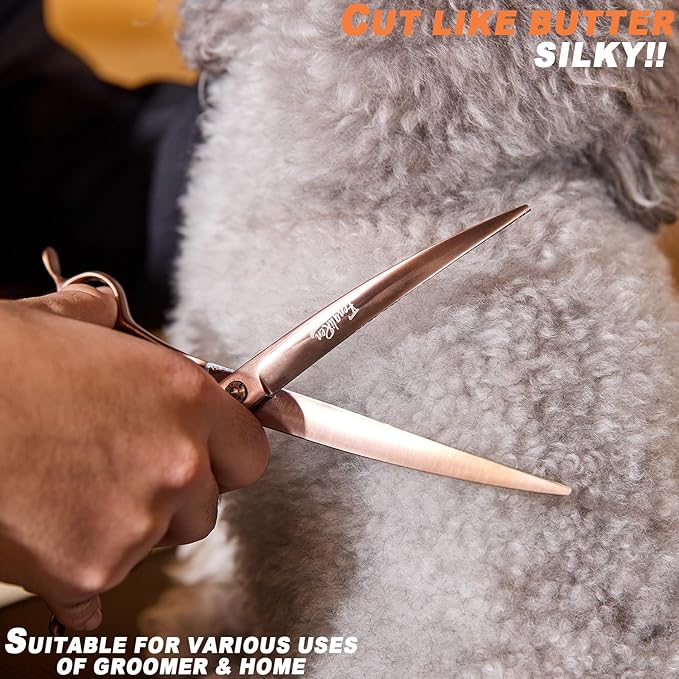 High-end Professional Dog Grooming Curved Scissors Pet Curved Shears 7.5 Inches Extremely Very Sharp Made Of Stainless Steel Alloy By Hand For Dog Cat Groomer