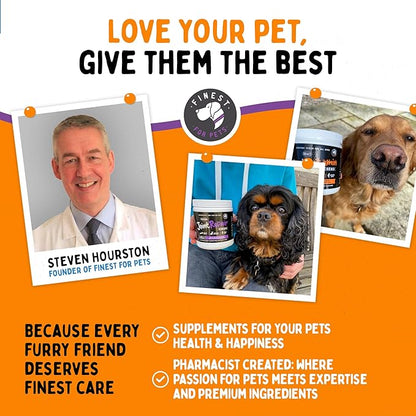 Joint Repair Hip and Joint Chews for Dogs - Finest For Pets Glucosamine, Chondroitin, MSM, Hemp, Omega 3 & Turmeric for Dog Joint Support, Mobility & Pain Relief - (120 Chicken Chews, Made in USA)