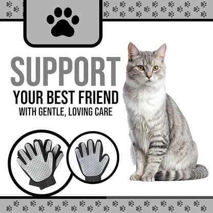 Pet Grooming Gloves – 1 Pair – Deshedding & Bath Massage Mitts for Dogs & Cats – Choose from 5 Colors – Adjustable, Reusable & Easy to Clean (Gray)