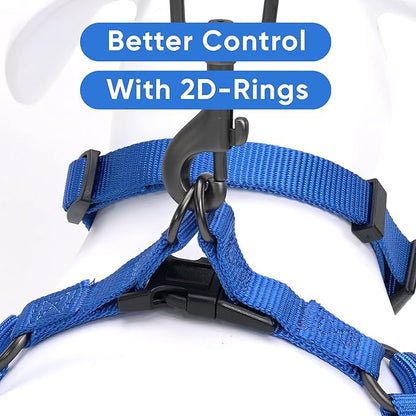 Pawtitas Solid Step-in Dog Harness – Adjustable No-Pull Vest for Puppies to Seniors, Safe & Comfortable M Blue
