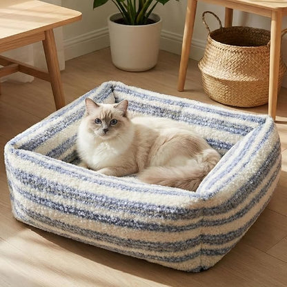WESTERN HOME WH Dog Beds for Small Dogs & Cat, Washable Cat Bed - High Back Support Pet Sofa with Sides, Soft Small Pet Bed with Anti Slip Bottom, 20inch, Blue