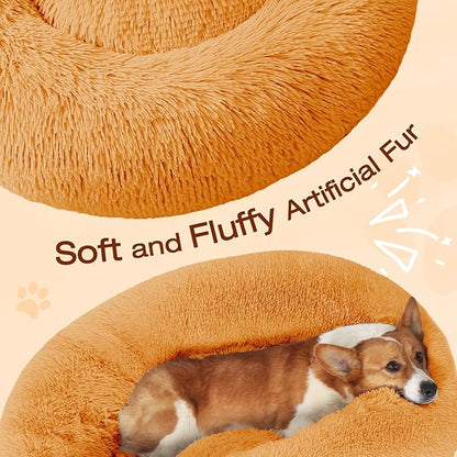 JOLLYVOGUE Dog Bed, Calming Anti-Anxiety Large Dog Bed, Fluffy Donut Cushion for Medium and Large Pets (27"/30"/36")