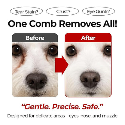 JAYU PET Facial Grooming Comb - Dog Eye Combs, Stress-free Tear Stain Remover for Dogs & Cats, Pet Facial Brush, Cat Grooming Kit, Stainless Steel Deshedding Comb (1ea)