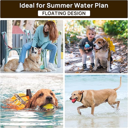 iPettie Summer Floating Dog Ball, Squeaky Water Fetch Toy, Waterproof Rubber Chew Ball, BPA Free, Colorful, 4 Sets, 2.5"