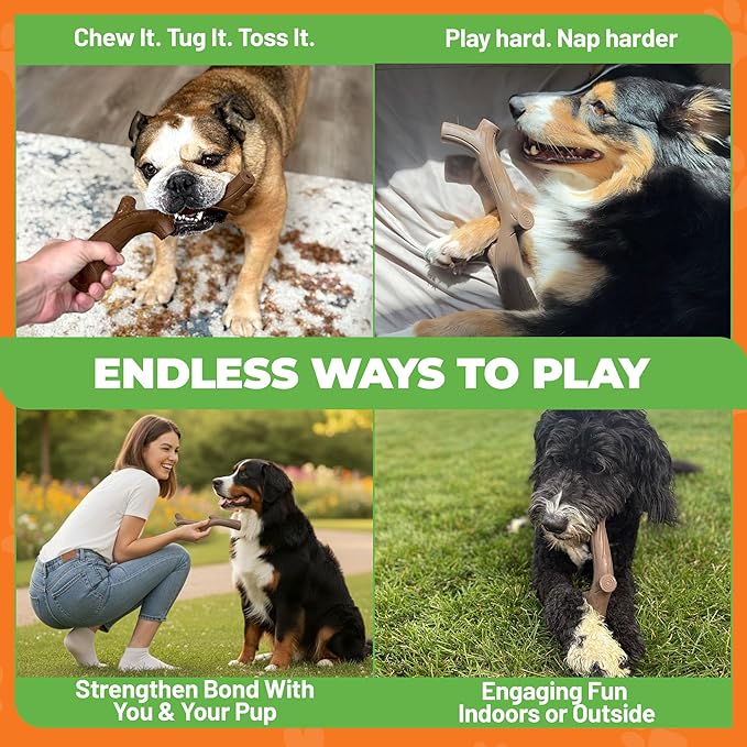 Durable Dog Toy for Power Chewers - 100% Natural Rubber Squeaky Toy for Large & Medium Breeds - Bacon Flavored Dental Chew for Fetch & Tug of War - Safe, Non-Toxic & Safety Tested
