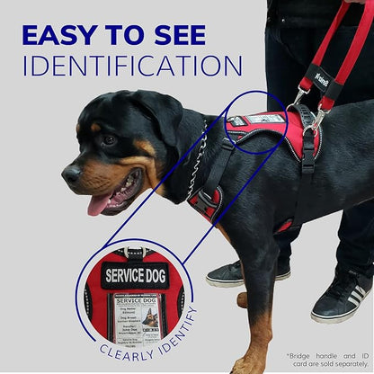 ActiveDogs No Pull Service Dog Harness - Adjustable, No Choke Medium/Large Service Dog Vest Harness - Includes Reflective Padding, Patch, Control Handle, ID Window. &D-Rings – Red, 24"-32" Girth