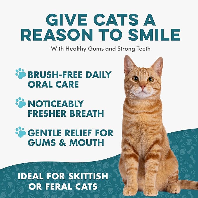 Cat Dental Care Supplement for Bad Breath, Tartar & Gum Support - Natural Cat Teeth Cleaning Oral Tablets Provide Eating & Gum Comfort, Teeth Wellness and Plaque Control, Tiny Dissolvable 400 Pills