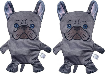 Piggy Poo and Crew French Bulldog Crinkle Squeaker Fetch Toys 2 Pack for Dogs Puppies Small Animals