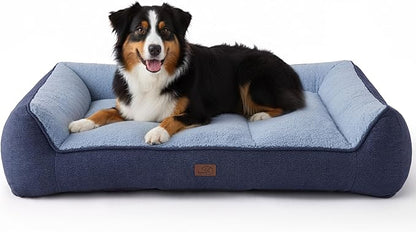 Bedsure XL Pro Orthopedic Dog Beds Large Sized Dog - Extra Thick Supportive Dogs Couch with Waterproof Washable Cover, Extra Large Comfort Pet Bed Sofa with Soft Sherpa and Nonskid Bottom, Blue, 45"