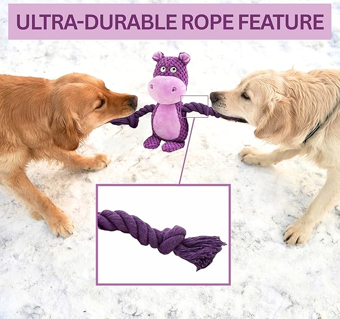 Leash and Leisure Plush Dog Toys, 3-Pack Variety Set with Squeaker, Crinkle Paper, Rope, Non-Toxic, Soft & Durable, Teething Puppy Toys- Farm Friends or Jungle Pals, 9.45 x 3.94 inches (Jungle Pals)