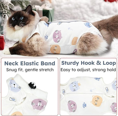 Hpetppy Cat Recovery Suit for Spay Abdominal Wounds, Breathable Cat Onesie for Cats After Surgery Female, Kitten Surgical Recovery Suit Female Cone of Shame Alternative for Cats Anti Licking
