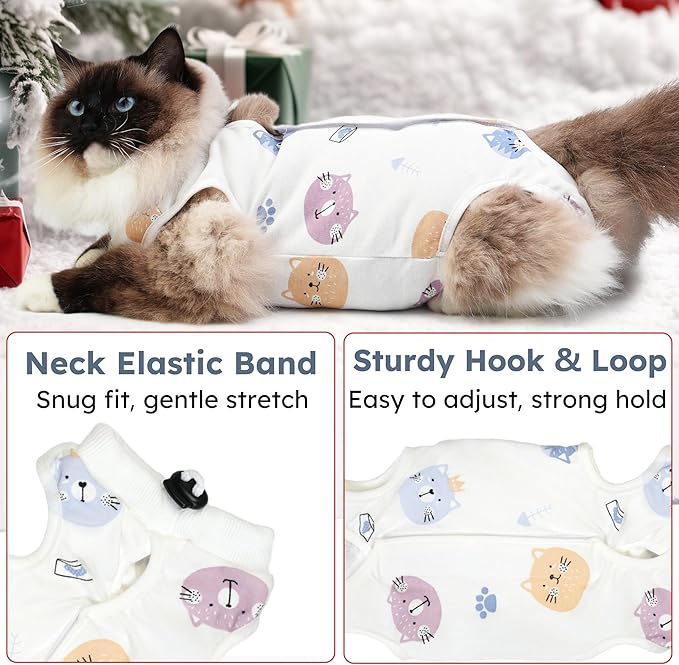 Hpetppy Cat Recovery Suit for Spay Abdominal Wounds, Breathable Cat Onesie for Cats After Surgery Female, Kitten Surgical Recovery Suit Female Cone of Shame Alternative for Cats Anti Licking