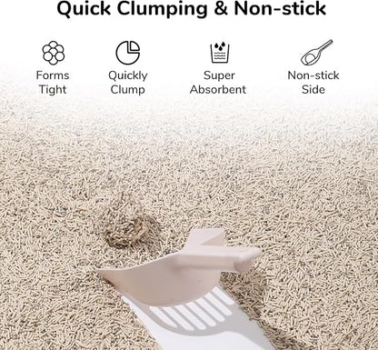 FUKUMARU Mixed Tofu Cat Litter, Strong Clumping Cat Litters, Effective Oder Control, Dust Free and Ultra Absorbent Flushable Bentonite White Tea Cat Litter, Direct to Toliet, 12 LB(2 Packs)