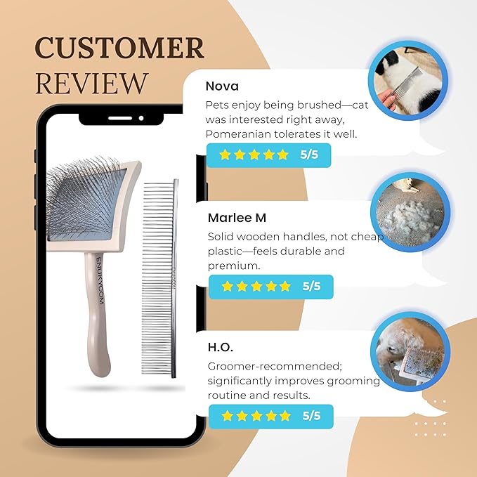 Specialized Grooming Tool for Great Pyrenees and Doodles (Goldendoodles, Poodles & Labradoodles) - Dog Slicker Brush & Comb Kit: Work Through Dense and Long Coats, for Both Matted Hair and Shedding
