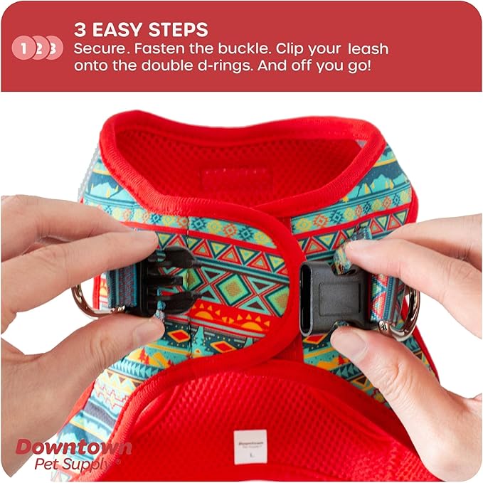 Downtown Pet Supply Step-in Dog Harness – No Pull, Adjustable Padded Mesh with Reflective Trim, Secure Buckle Strap – Comfortable & Breathable Small Dog Harness, X-Large, Tribal