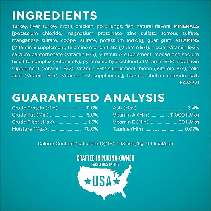 Purina ONE Natural, High Protein, Grain Free Wet Cat Food Pate, Turkey Recipe - (Pack of 24) 3 oz. Pull-Top Cans