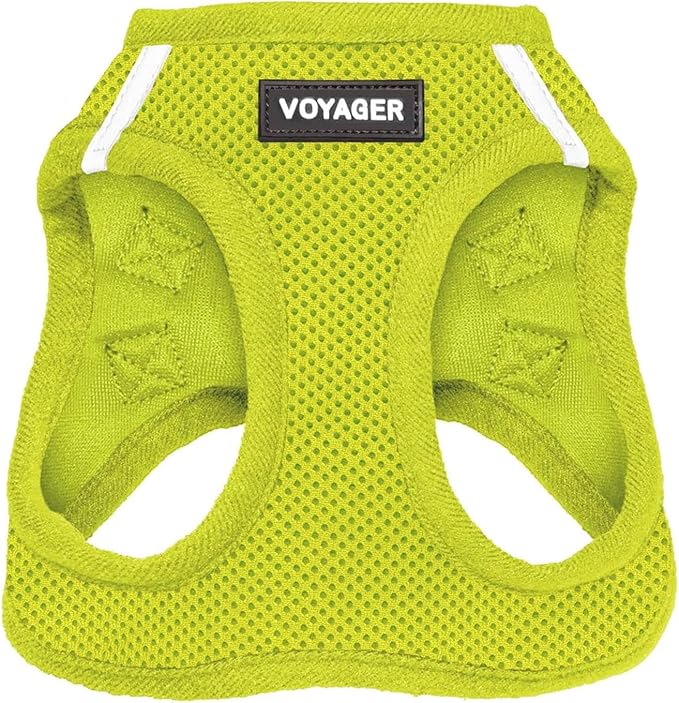 Best Pet Supplies Voyager Step-in Air Harness - All Weather Mesh, Reflective, No Pull Harness for Dogs, Cats - Secure with Hook & Loop Fastener, Buckle, Double D-Rings - Lime Green, L