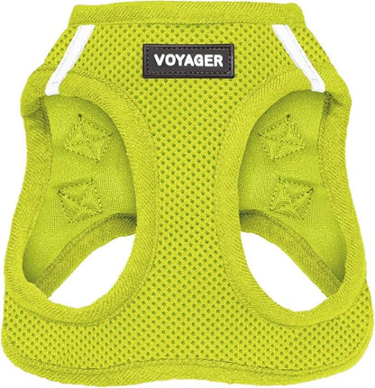 Best Pet Supplies Voyager Step-in Air Harness - All Weather Mesh, Reflective, No Pull Harness for Dogs, Cats - Secure with Hook & Loop Fastener, Buckle, Double D-Rings - Lime Green, L
