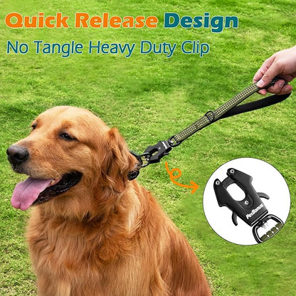 PetBonus Heavy Duty Short Dog Leash, 12 Inch Nylon Traffic Leash with Quick Release Clip, Comfortable Padded Handle, Reflective Training Lead for Medium Large Dogs (Army Green, 12")