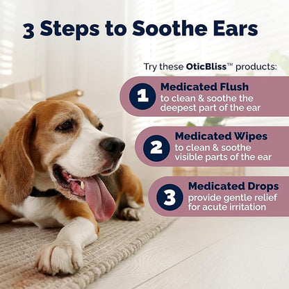 Vetnique Oticbliss Cat & Dog Ear Infection Treatment/Dog Ear Allergy Relief Drops, MicroSilver Yeast Infection Treatment for Dogs, Hydrocortisone for Itching, Redness Swelling (Ear Infection)