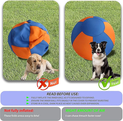 VORLHQ 18" Herding Ball for Dogs with 2Inner Bladders Tear Resistant Dog Toy Balls for Australian Shepherds Border Collies Indoor Outdoor Agility Training Medium Large Breeds