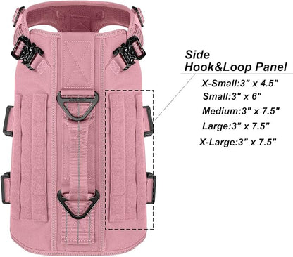 ICEFANG GN3 Tactical Dog Harness for Medium Dogs, 6X Quick-Release Buckles,Dog Molle Vest with Handle,3/4 Body, Hook and Loop Panel for ID Patch,No Pulling Front Clip (M (Chest :25"-31"), Pink)