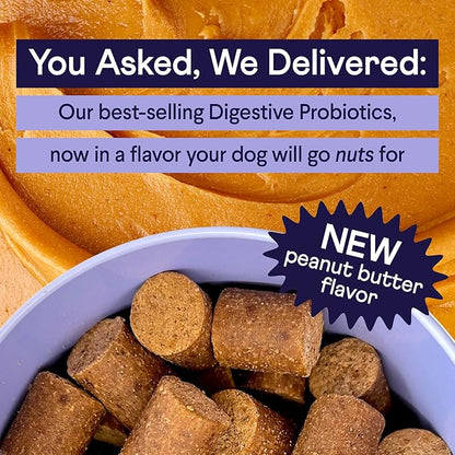 Finn Digestive Probiotics for Dogs - Complete Digestive System Support with Pumpkin, Prebiotics, & Live Probiotics - Vet Recommended & Made in The USA - 90 Soft Chews (Peanut Butter)