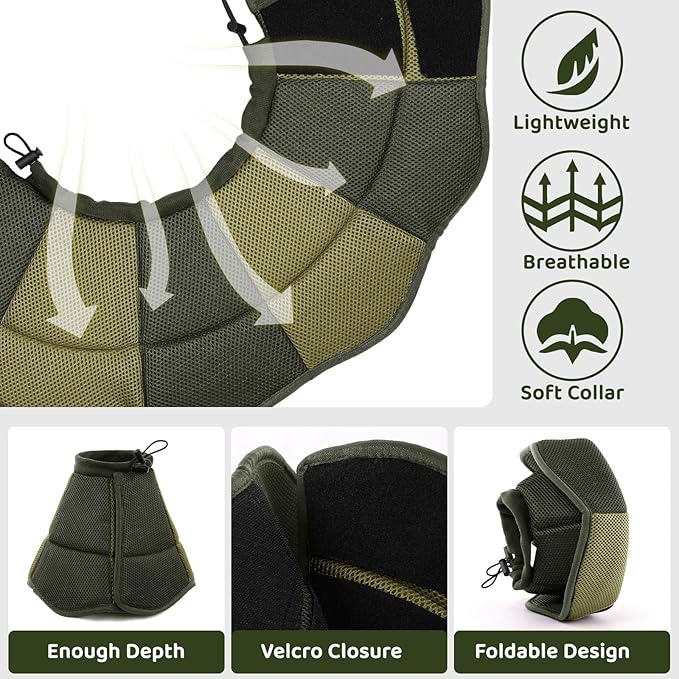 SUNFURA Dog Cones for Large Dogs, Soft Pet Cone Stop Licking After Surgery, Adjustable Pet E-Collar Alternative for Wound Healing, Army Green X-Large