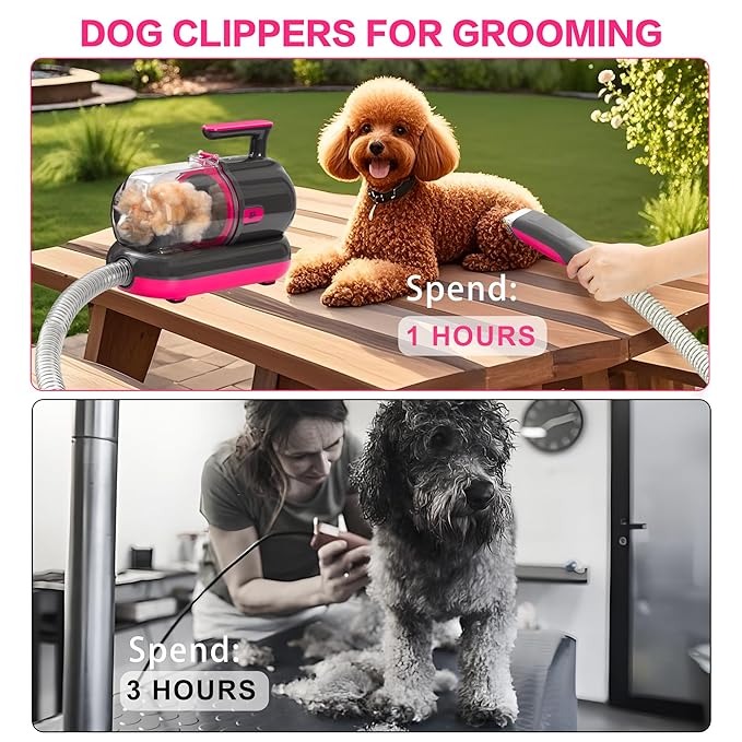 High-Suction Dog Grooming Vacuum for Small & Medium Dogs, Compact Hair Collection System for Regular Trimming & Maintenance, Strong Suction, Low-Mess Indoor Grooming