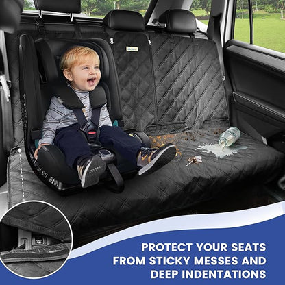 ALLANSING Back Seat Cover - 900D Oxford Waterproof Car Seat Protector, Fits Cars/SUVs/Trucks, Split Bench, Non-Slip, Dog/Kid Proof, Easy Clean(Black)