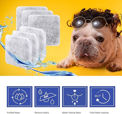 MyfatBOSS Dog Water Filter Replacement, Dog Water Bowl Filter, Pet Water Filter Compatible with Petmate Replendish Mason Automatic Gravity Waterer Bowls for Cats and Dogs, 6 Pack
