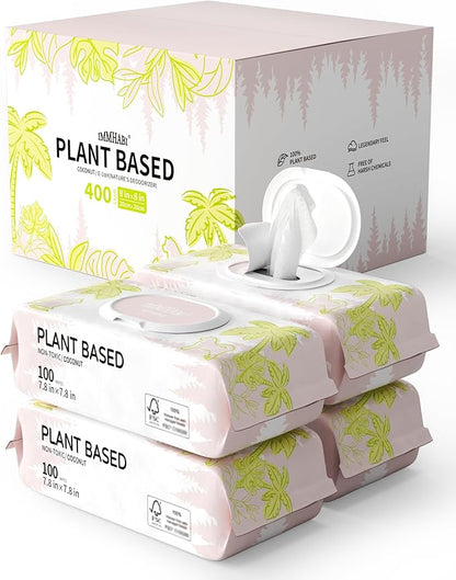 IMMHABI 400 PCS Pet Wipes for Paws and Butt Hypoallergenic Pets Cleansing & Deodorizing Anal Gland Hygienic Puppy Wipes for Dogs Face and Body Wipes Cleaning Fur Doggie Wipes Doggy Wipes (Coconut Oil)