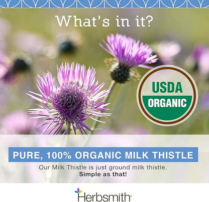 Herbsmith Organic Milk Thistle for Dogs and Cats – Liver Supplement for Dogs & Cats – Made in USA – 500g Powder