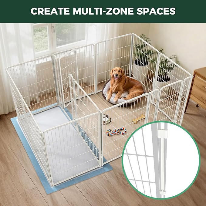 FXW Homeplus Unleashed Indoor Dog Playpen - Stress-Free and Safe Play, Heavy Duty 40 Inch 12 Panels with Connectors (Pack of 2) for Puppy and Small Dogs, White│Patented