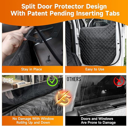 Sanqitara XL Dog Truck Seat Cover with Car Door Protector, for Trucks with Flip Up Rear Seats, Waterproof Full Coverage Dog Seat Cover for Full Size Crew Cab Trucks F150 F250