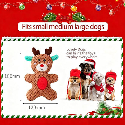 Dog Toys,Plush Dog Toy,Squeaky Plush Puppy Dog Chew Toys for Small Medium Large Dogs (Christmas D)