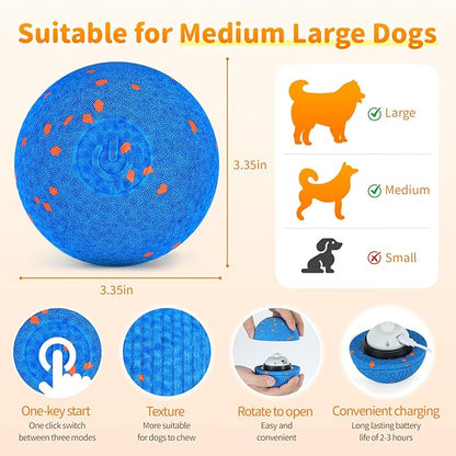Bsyisoue Interactive Dog Toys – Automatic Moving Dog Ball, Auto Bounce & Roll, Chew-Resistant E-TPU, IPX7 Waterproof, 3 Play Modes, One-Click, USB Rechargeable – Indoor/Outdoor for Med/Lg Dogs