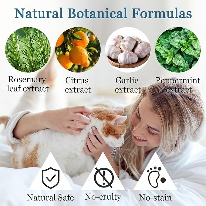 iALTERLL Cat Deterrent Spray Natural Safe Cat Repellent Indoor & Outdoor, Effective Training Aid, Anti-Scratch Deterrent for Furniture, Sofas, Rugs, Citrus cat Deterrent Spray Non-Toxic （White）