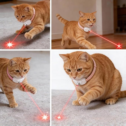 Walfront Interactive Cat Toy, Automatic Pink Light-Up Collar Design, Adjustable Fit 9.1–13.4"(23–34cm) USB Rechargeable 2 Modes Wide Beam Angle, Indoor Activity for Active Cats, Exciting Fun
