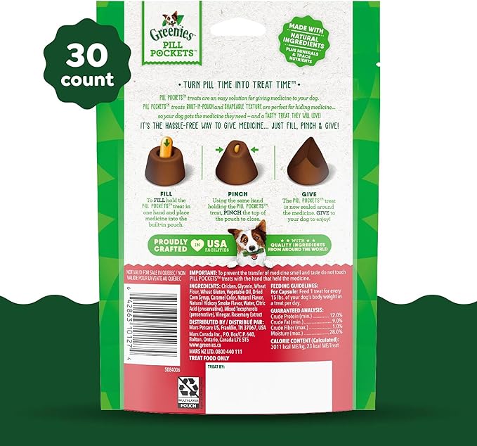 Greenies Pill Pockets for Dogs, Large Size Soft Dog Treats, Hickory Smoke Flavor, 7.9 oz. Pouch