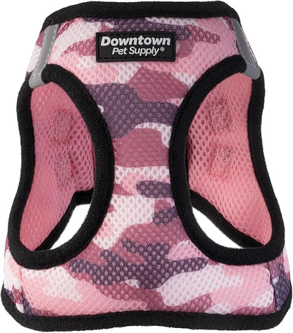 Downtown Pet Supply Step in Dog Harness for Small Dogs No Pull, Large, Camo Pink - Adjustable Harness with Padded Mesh Fabric and Reflective Trim - Buckle Strap Harness for Dogs