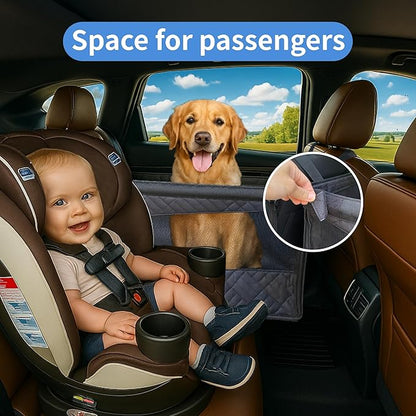 Large Dog Car Seat with Adjustable Seatbelt Leash, PU Leather Back Seat Extender for Dogs with Hard Bottom Pet Seat Cover, Waterproof Foldable Car Hammock for Medium Large Dogs for SUVs, Trucks & Cars
