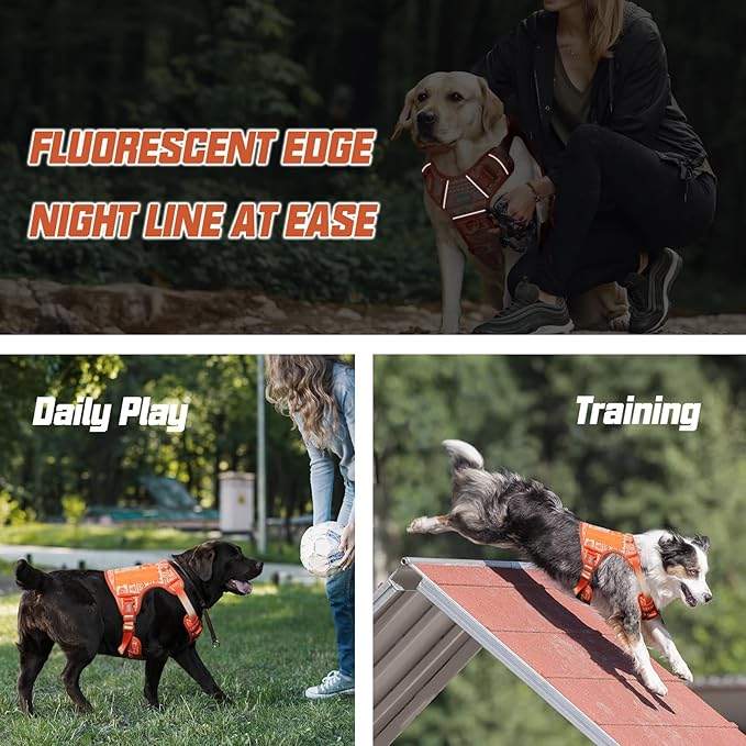 AUROTH Tactical Dog Harness for Large Dogs No Pull Adjustable Pet Harness Reflective K27 Working Training Easy Control Pet Vest Military Service Dog Harnesses
